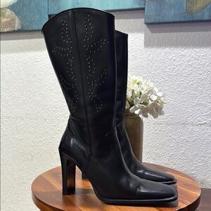 Vintage Guess Black Leather Boots Size 6.5